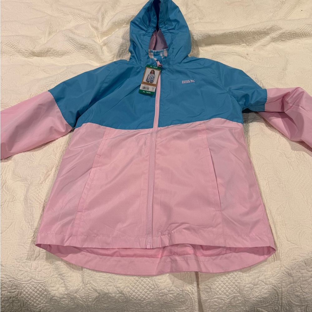 Eddie Bauer Kids Raincoat - Blue and Pink XL size 18/20
